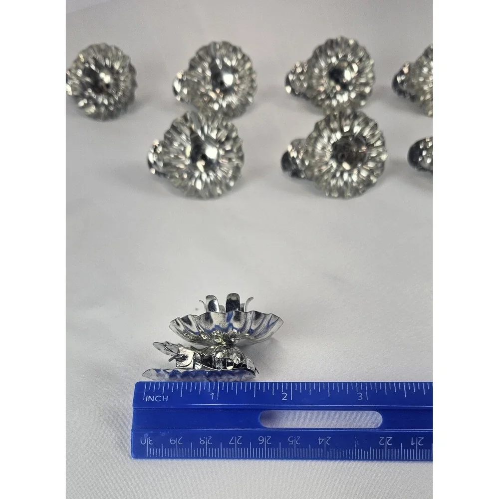 Vintage Christmas Tree Candle Clips Set 8 Silver‎ Tone Aluminum Germany Style